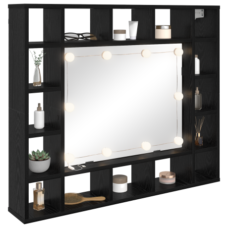vidaXL Spiegelkast Zwart eiken 91 x 15 x 76.5 cm Bewerkt hout afbeelding3 - 1