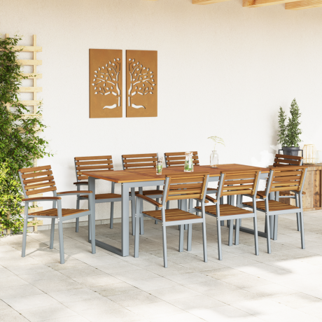 vidaXL Stapelbare Tu Stoelen 8 stks Massief Hout Acacia en Metaal afbeelding3 - 1