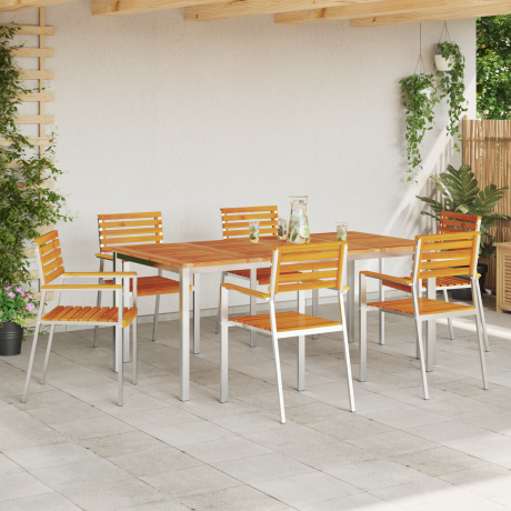 vidaXL Tuinstoel 6 pcs Olie naturel Massief Acaciahout afbeelding3 - 1