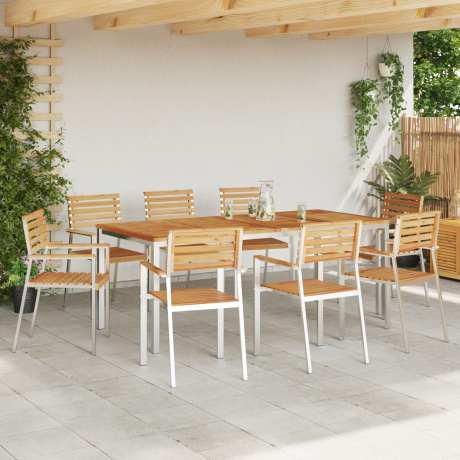 vidaXL Tuinstoel 8 pcs Olie naturel 56 x 54,5 x 87 cm Massief Teakhout afbeelding3 - 1