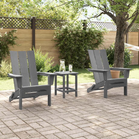 vidaXL Stoelen 2 st Adirondack 74,5x80,5x90 cm HDPE lichtgrijs afbeelding3 - 1