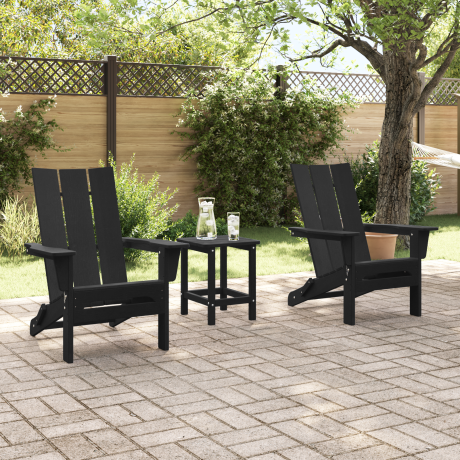 vidaXL Stoelen 2 st Adirondack 74,5x80,5x90 cm HDPE zwart afbeelding3 - 1