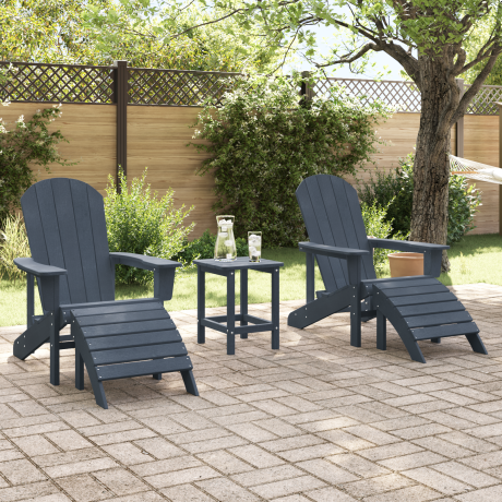 vidaXL Stoelen 2 st Adirondack met voetsteunen HDPE marineblauw afbeelding3 - 1
