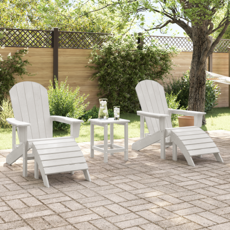 vidaXL Stoelen 2 st Adirondack met voetsteunen HDPE wit afbeelding3 - 1