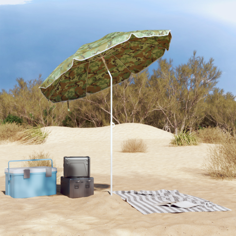 vidaXL Strandparasol met metalen paal 161x193 cm polyester camouflage afbeelding3 - 1