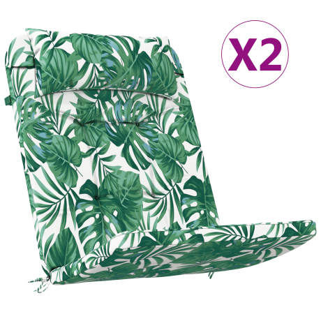 vidaXL Stoelkussens 2 pcs Bladpatroon 58 x 77 x 4,5 cm Oxford Stof afbeelding3 - 1