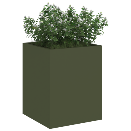 vidaXL Tuin Bloempot Olijfgroen 50 x 32 x 40 cm Koudgewalst staal afbeelding3 - 1