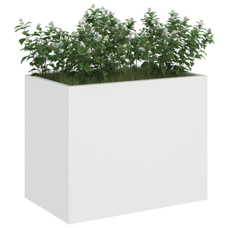 vidaXL Tuin Bloempot Wit 50 x 32 x 40 cm Koudgewalst staal afbeelding3 - 1