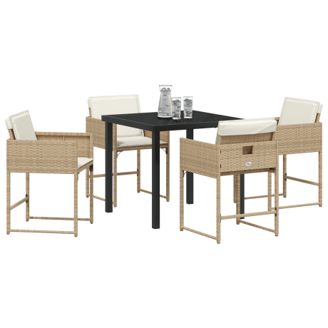 vidaXL Tuin Eetset 5 pcs Beige poly rattan afbeelding3 - 1