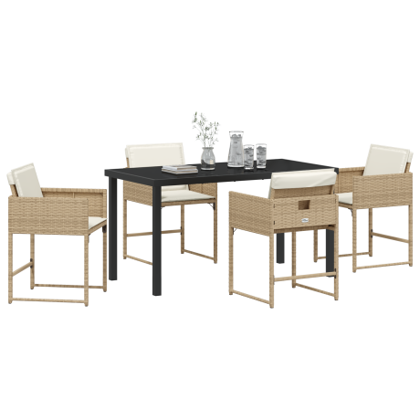 vidaXL Tuin Eetset 5 pcs Beige poly rattan afbeelding3 - 1