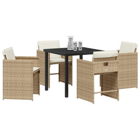 vidaXL Tuin Eetset 5 pcs Beige poly rattan afbeelding3 - 1