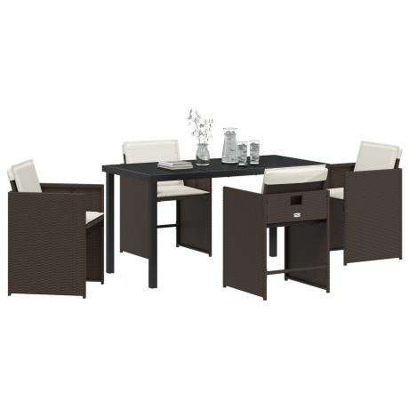 vidaXL Tuin eettafelset 5 pcs Bruin poly rattan afbeelding3 - 1