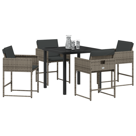 vidaXL Tuin Eetset 5 pcs Grijs poly rattan afbeelding3 - 1