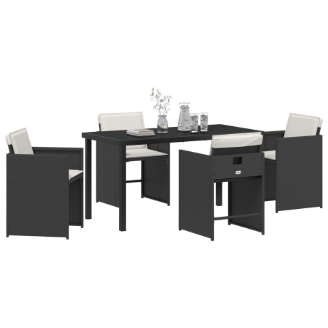 vidaXL Tuin eettafelset 5 pcs Zwart poly rattan afbeelding3 - 1