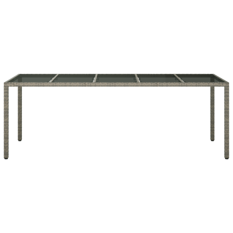 vidaXL Tuin Eettafel Grijs 250x100x75 cm Poly Rattan afbeelding3 - 1