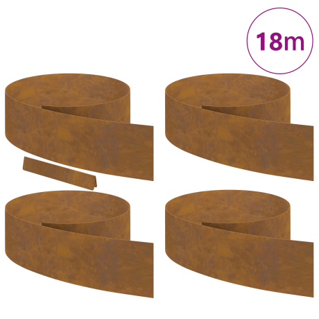vidaXL Tuin Grasperkafwerking 4 pcs Roestig 450 x 20 cm Cortenstaal afbeelding3 - 1