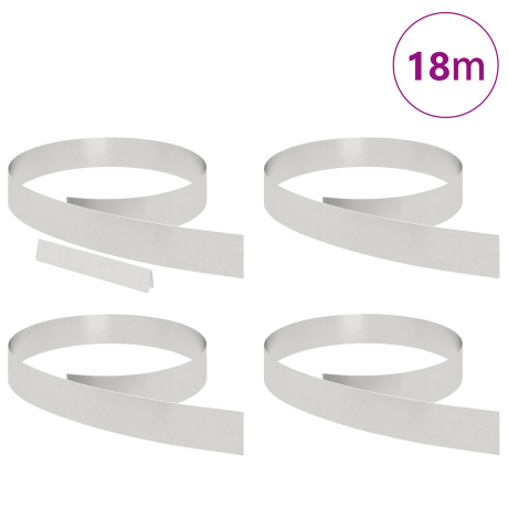 vidaXL Tuin Grasperkafwerking 4 pcs Zilver 450 x 10 cm Roestvrij staal afbeelding3 - 1
