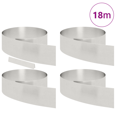 vidaXL Tuin Grasperkafwerking 4 pcs Zilver 450 x 20 cm Roestvrij staal afbeelding3 - 1