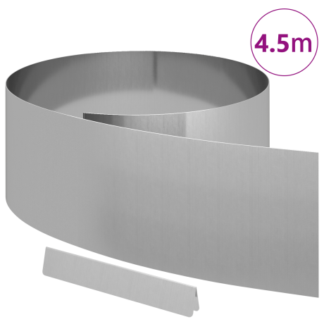 vidaXL Tuin Grasperkafwerking Zilver 450 x 25 cm Gegalvaniseerd staal afbeelding3 - 1