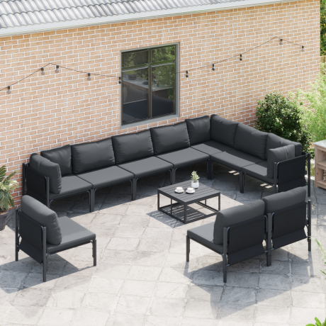 vidaXL Tuin Sofa Set Antraciet Staal afbeelding3 - 1