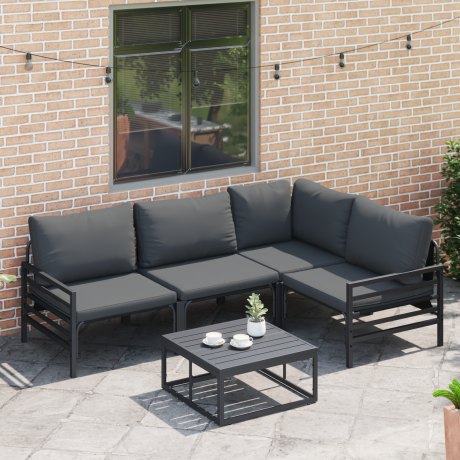 vidaXL Tuin Sofa Set met kussen 4 pcs Antraciet Staal afbeelding3 - 1
