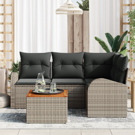 vidaXL Tuin Sofa Set 5 pcs Grijs Groot Rattan afbeelding3 - 1