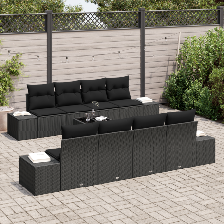 vidaXL Tuin Sofa Set 6 pcs Zwart 294 x 62 x 69 cm poly rattan afbeelding3 - 1