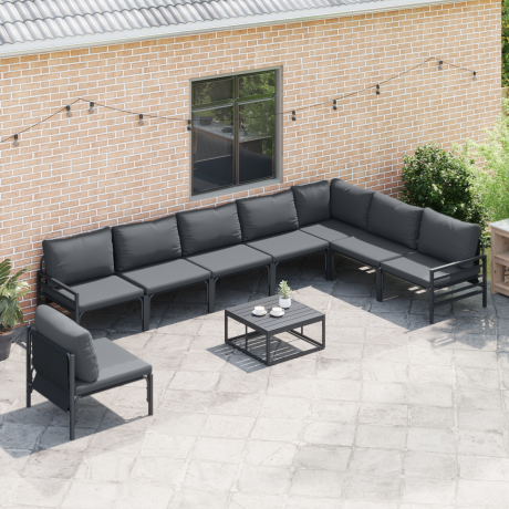 vidaXL Tuin Sofa Set met kussen Antraciet Staal afbeelding3 - 1
