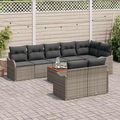 vidaXL Tuin Sofa Set 9 pcs Grijs Groot Poly rattan afbeelding3 - 1