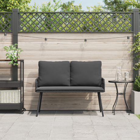 vidaXL Tuinbank 114x64x78 cm poly rattan donkergrijs afbeelding3 - 1