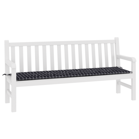 vidaXL Tuinbank Kussen - Zwart Geruit Patroon - 180 x 50 x 4 cm - Oxford Stof afbeelding3 - 1