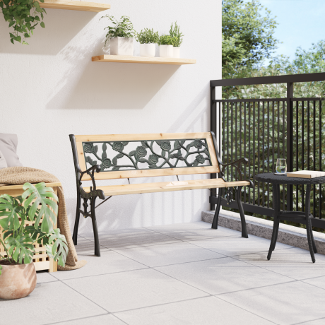 vidaXL Tuinbank met rugleuning 116 cm rozenpatroon hout afbeelding3 - 1