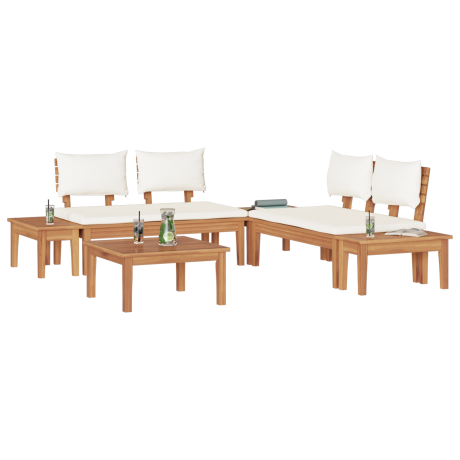 vidaXL Tuinbankset 3 pcs Bruin en Crème 2-zits Small Massief hout afbeelding3 - 1