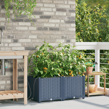 vidaXL Tuinfafiers 1 stuk Basketweave met opslag Grijs 40 x 40 x 126cm Kunststof afbeelding3 - 1