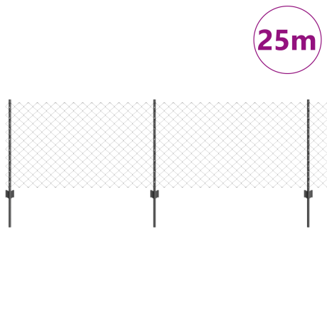 vidaXL Tuinhek Set Set van 2 Grijs Gegalvaniseerd Staal 25 x 0.8 m afbeelding3 - 1
