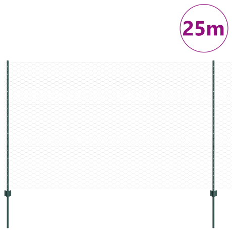 vidaXL Tuinhek Set Set van 2 Groen Metaal 25 x 1.5 m Tuinhek afbeelding3 - 1