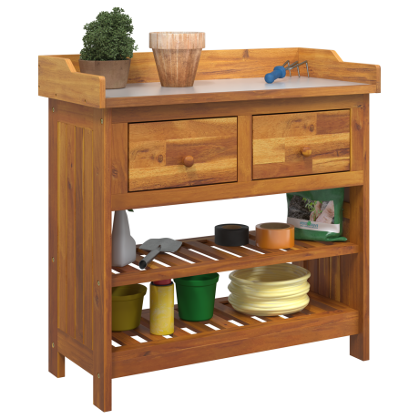 vidaXL Tuinkast met lade met plank met opslag Bruin 78 x 36,5 x 78 cm Massief acaciahout afbeelding3 - 1