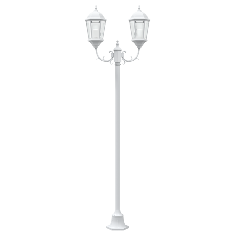 vidaXL Tuinlamp paal 2 lampen E27 220 cm aluminium wit afbeelding3 - 1