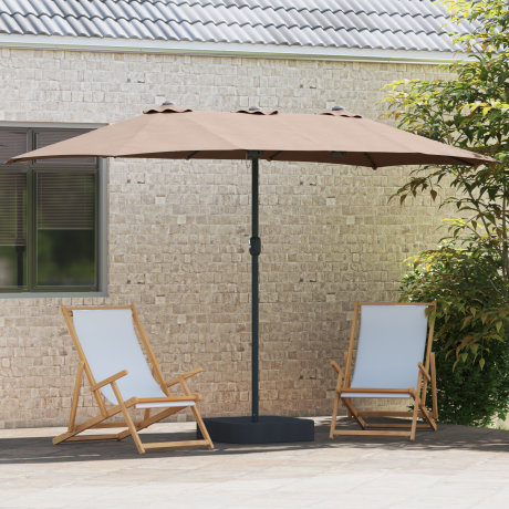vidaXL Tuinparasol Taupe 385 x 209 x 244 cm Stof afbeelding3 - 1