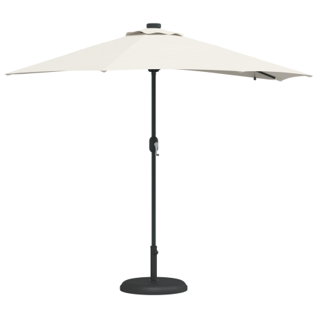 vidaXL Tuinparasol with LED Strip Lights Zand 294 x 150 x 223 cm Stof afbeelding3 - 1