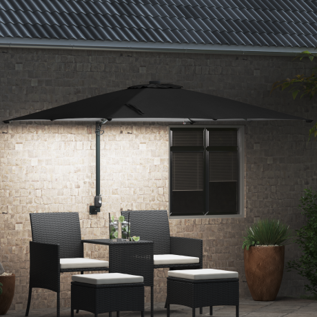 vidaXL Tuinparasol Zwart 248.5 x 247.5 x 160 cm Stof afbeelding3 - 1