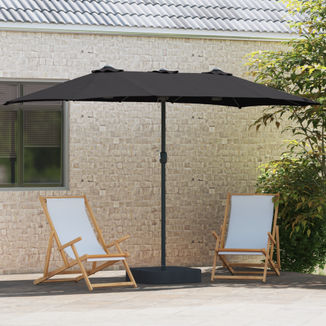 vidaXL Tuinparasol Zwart 385 x 209 x 244 cm Stof afbeelding3 - 1