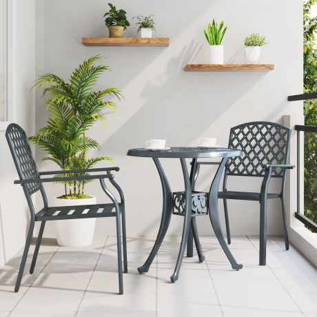 vidaXL Tuinstoel 2 pcs Antraciet 56 x 65 x 89 cm Staal afbeelding3 - 1