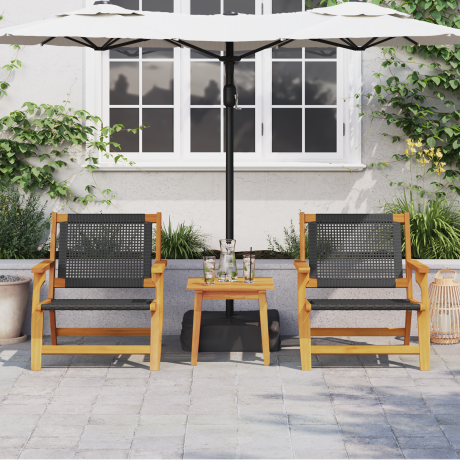 vidaXL Tuinstoelen 2 stuks Zwart 76x67x73,5 cm Massief Acaciahout afbeelding3 - 1