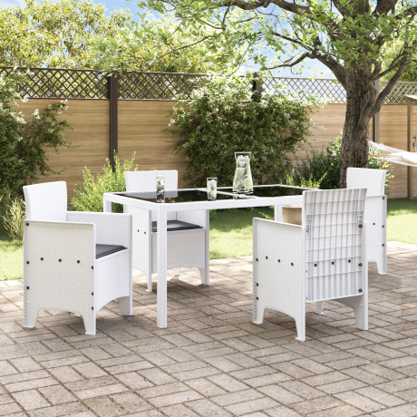 vidaXL Tuinstoel met kussen 4 pcs Wit 53 x 49 x 85 cm Polypropyleen afbeelding3 - 1