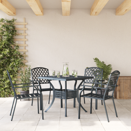vidaXL Tuinstoel 4 pcs Antraciet 56 x 65 x 89 cm Staal afbeelding3 - 1