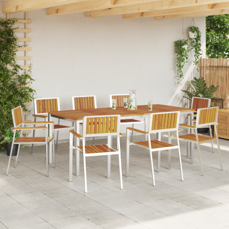 vidaXL Tuinstoel 8 pcs Bruin 56 x 54,5 x 87 cm Massief Acaciahout afbeelding3 - 1