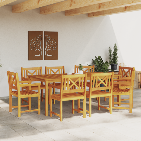 vidaXL Tuinbank 8 pcs Naturel 56 x 55,5 x 90 cm Massief Acaciahout afbeelding3 - 1