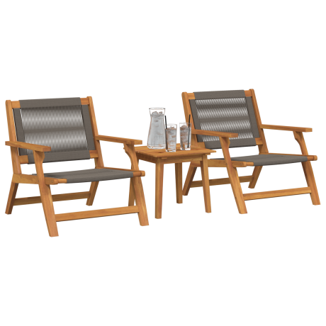 vidaXL Tuinstoelen met Tafel 3 pcs Grijs Massief Acaciahout afbeelding3 - 1