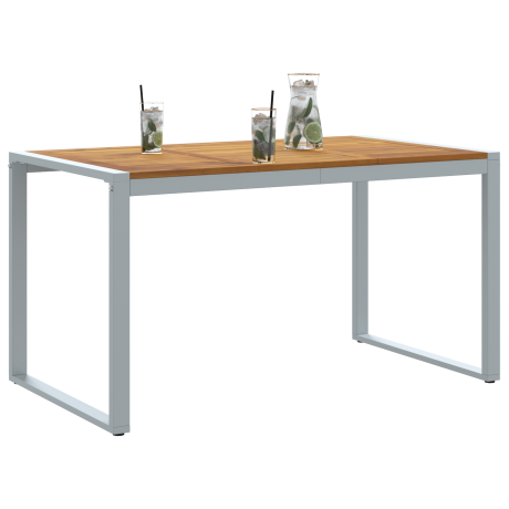 vidaXL Tuintafel 140x80x75 cm staal en massief acaciahout grijs afbeelding3 - 1